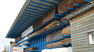 cantilever racking with roof for timber storage