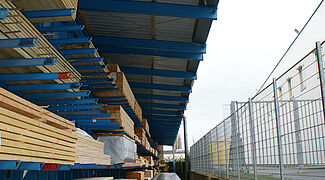 cantilever racking with roof for timber storage