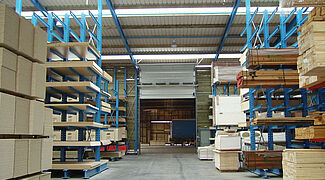 cantilever racking with roof for timber storage