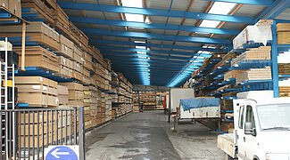 cantilever racking with roof for timber storage