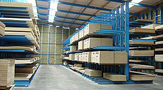 cantilever racking with roof for timber storage