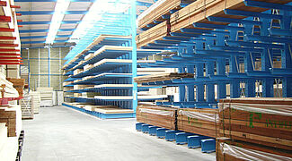 cantilever racking with roof for timber storage