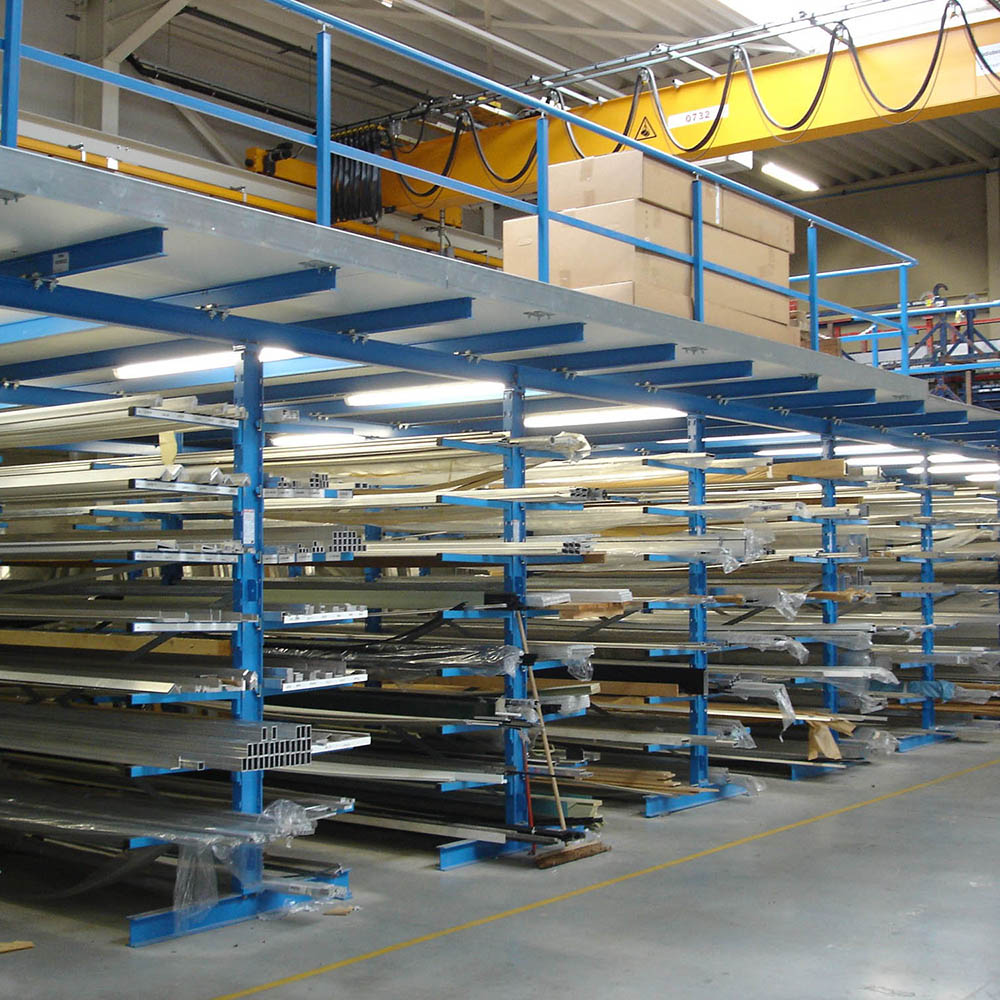 Cantilever racking, mezzanine on cantilever rack